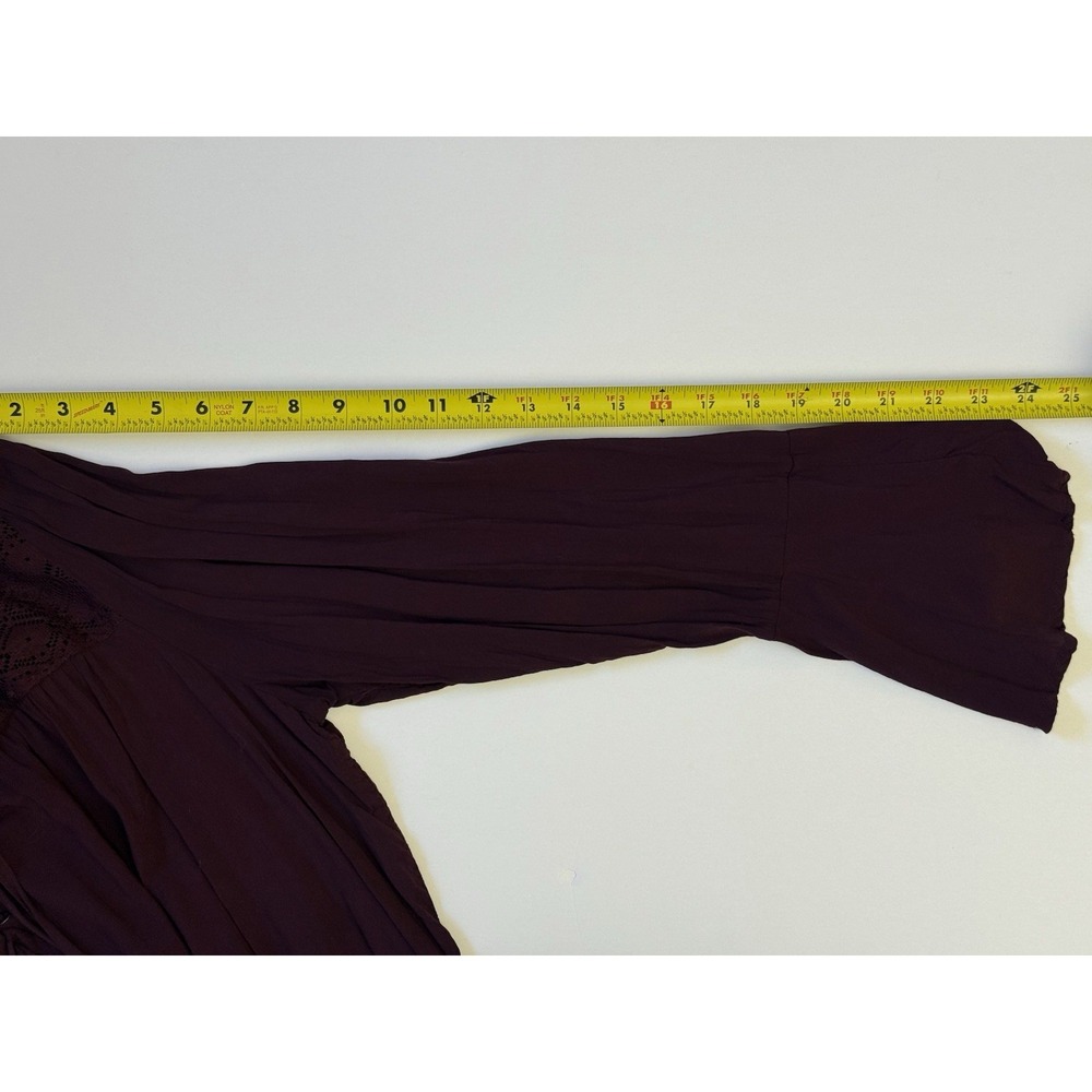 No Boundaries Dark Purple Lace Up Crochet Peasant Blouse XXL Boho - Picture 7 of 7